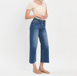 High rise raw hem cropped jeans