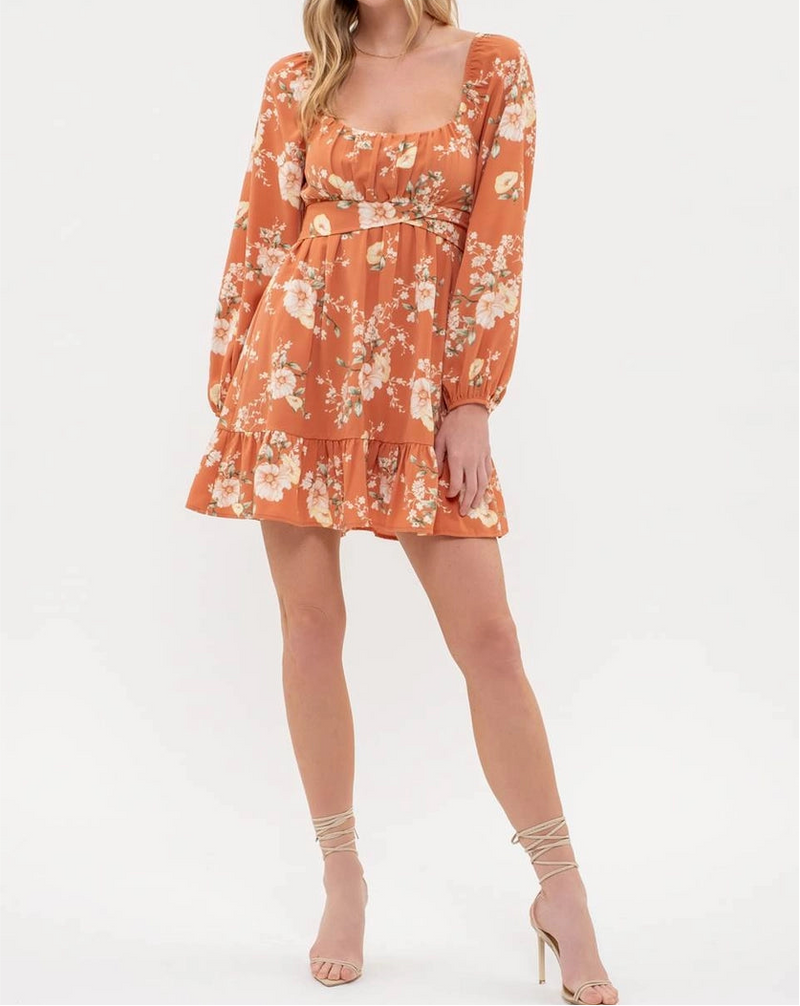 Fall floral mini dress