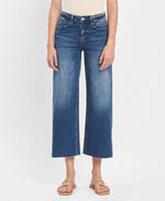 High rise raw hem cropped jeans