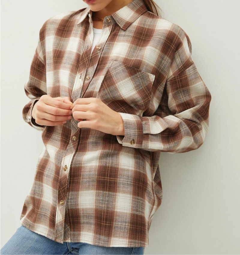 Brown plaid flannel