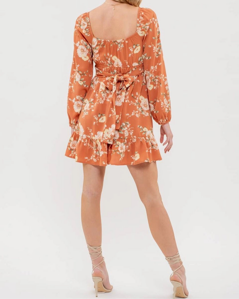 Fall floral mini dress