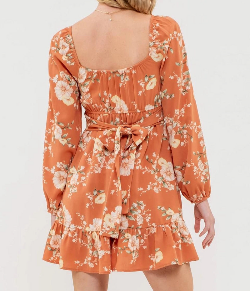 Fall floral mini dress