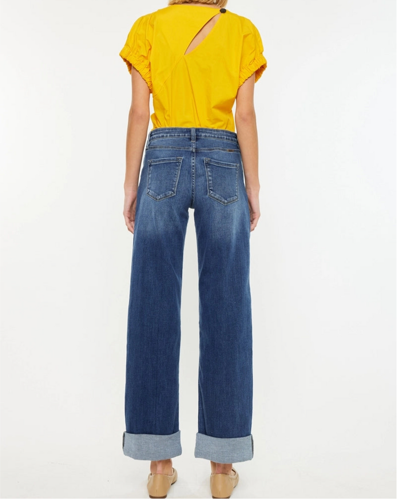 High rise wide leg jean