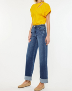 High rise wide leg jean