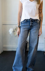 Mid rise wide leg jean