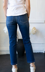 Mid rise slim straight jean