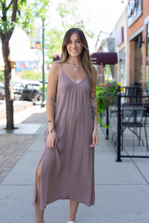 Modern day slip dress mocha