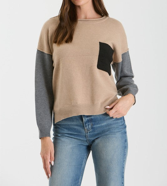 Block it out sweater khaki