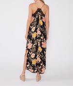 Floral Lace Trim Racerback Maxi Dress