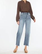 High rise slim wide leg jean