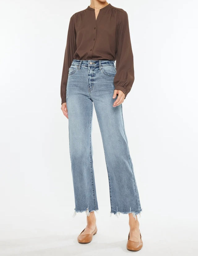 High rise slim wide leg jean