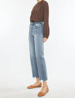 High rise slim wide leg jean