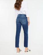 Mid rise slim straight jean