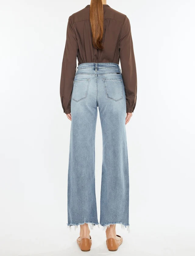 High rise slim wide leg jean