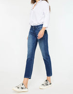 Mid rise slim straight jean