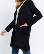 Western glam faux suede jacket black