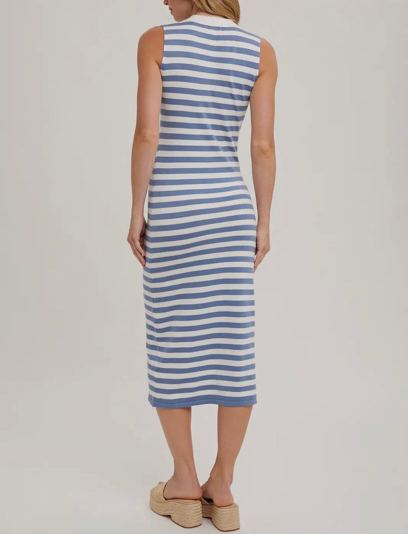 Striped collared midi dress