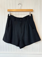 Black linen shorts