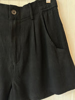 Black linen shorts