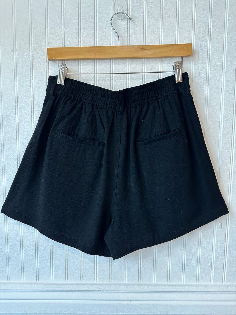 Black linen shorts