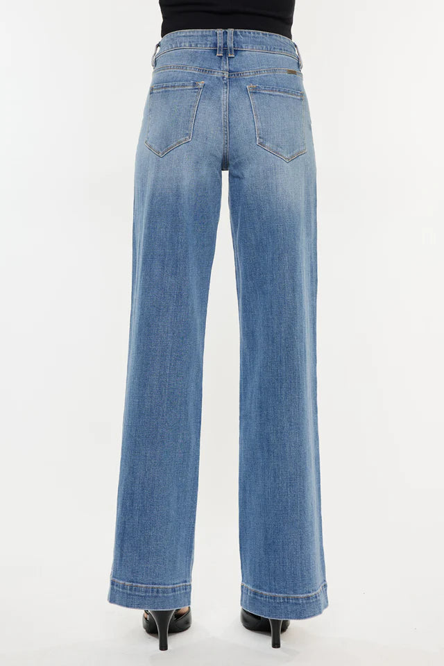 High rise wide leg trouser jean