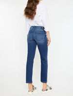 Mid rise slim straight jean