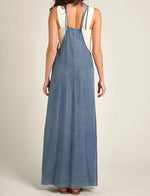 Tie shoulder soft denim maxi dress