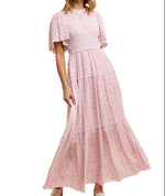 Pink posy maxi dress