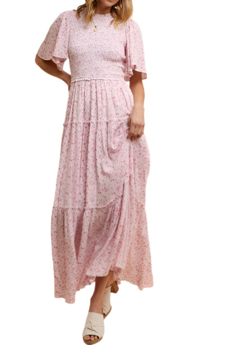 Pink posy maxi dress