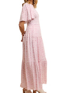 Pink posy maxi dress